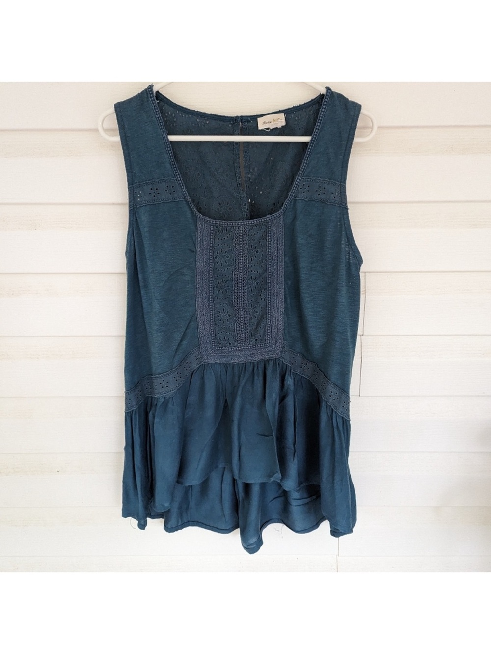 Anthropologie Meadow Rue Sleeveless Boho top size Large blue/green prairie boho.